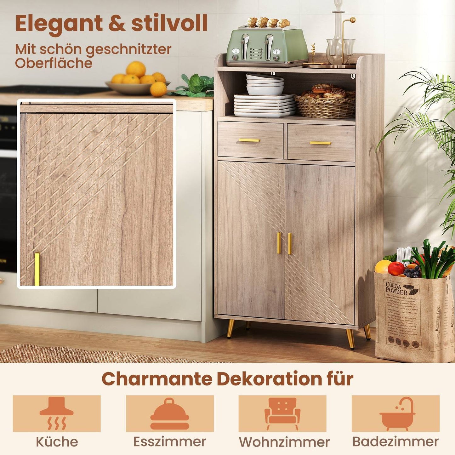 Multi-Purpose Cabinet with Adjustable Shelf and Drawers