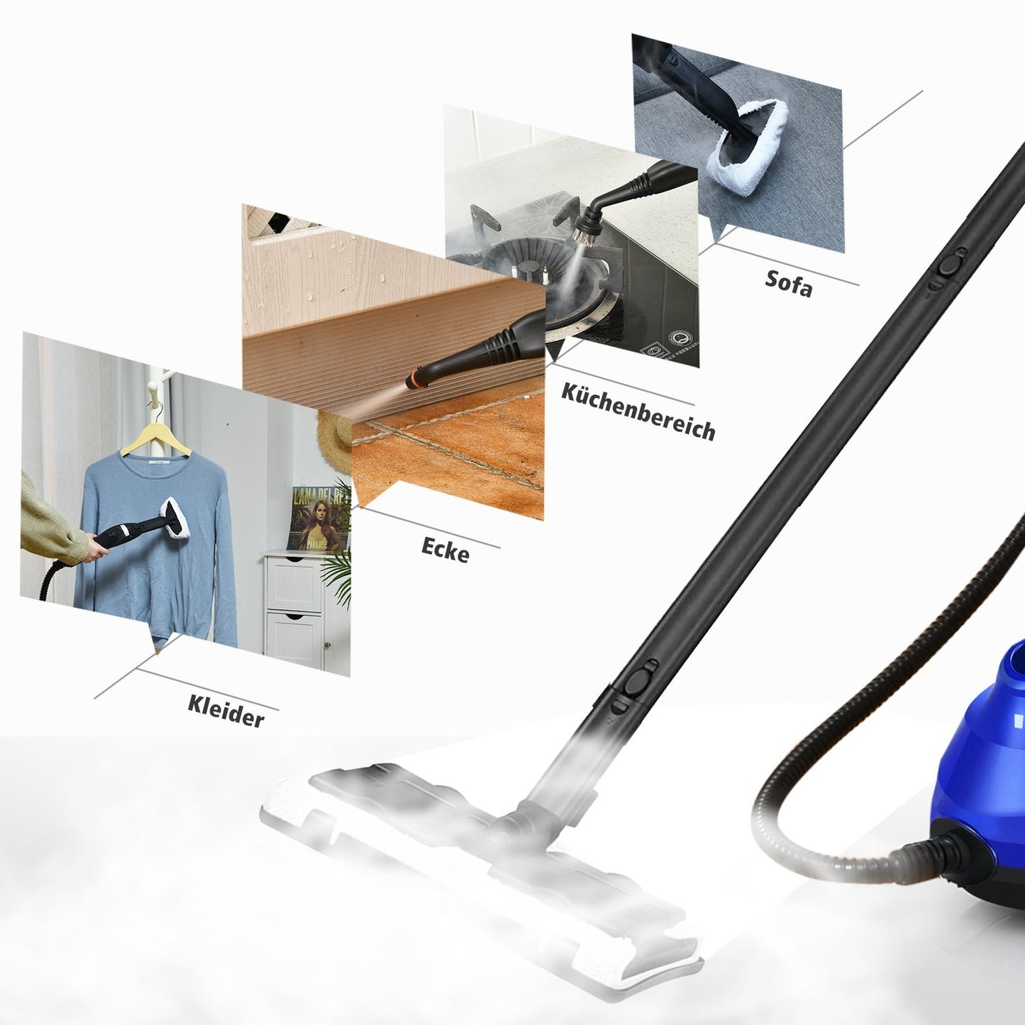 Multi-Purpose Steam Cleaner 2000W Household Steamer High Performance Steam Cleaner Blue