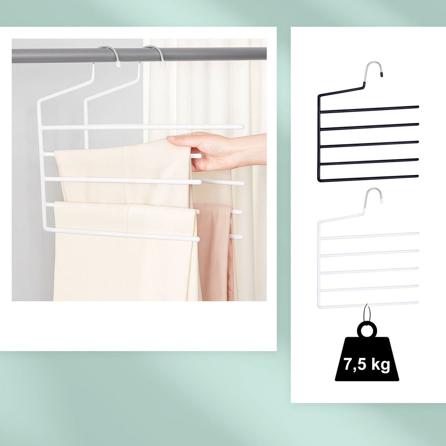 Multi Trouser Hangers, Non-Slip, Space-Saving, 5-Tier