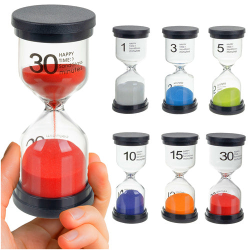 Multicolor Hourglass Set, 6 Pieces, 1-30 Min Timers