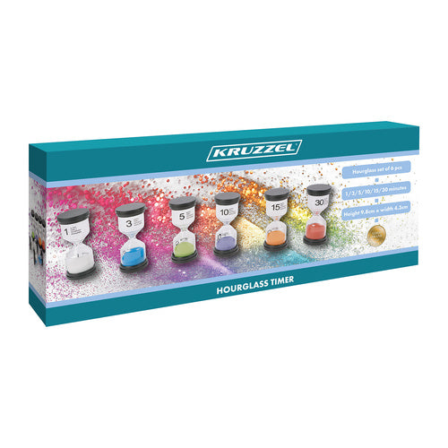 Multicolor Hourglass Set, 6 Pieces, 1-30 Min Timers