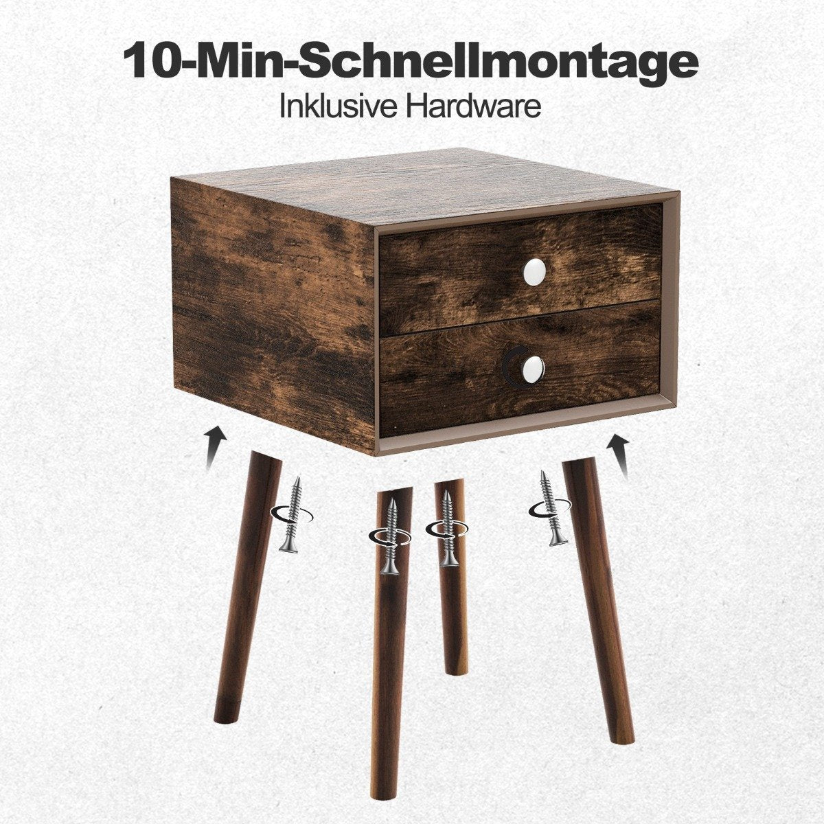 Multifunctional bedside table with storage space made of wood 40 x 40 x 59.5 cm brown