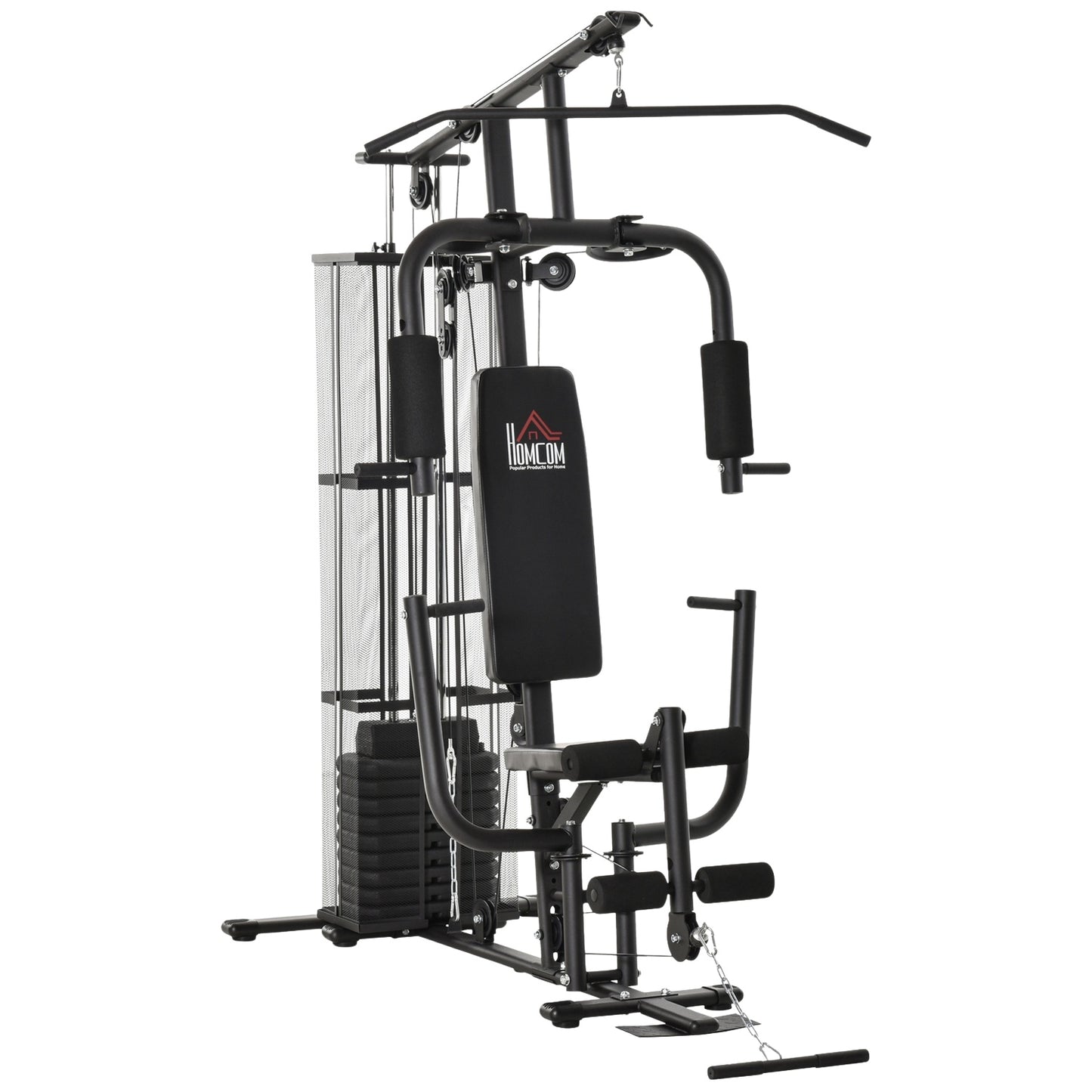 Multigym Fitness Station with Weights & Leg Curl, Black