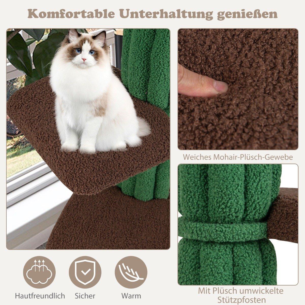 Multi-level scratching post, stable cat scratching post with sisal-covered scratching posts & 5 plush platforms, cat furniture 153cm