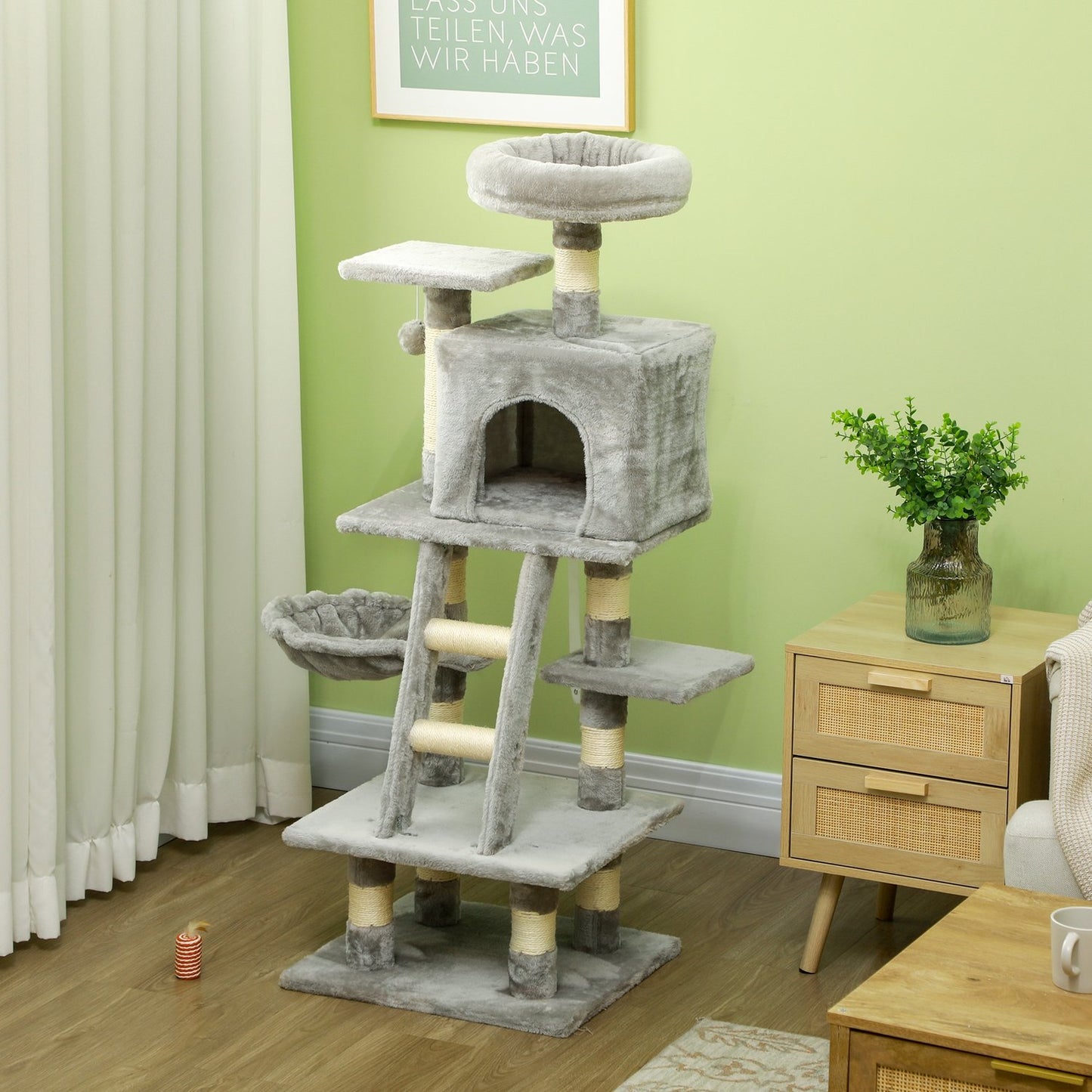 Cat tree with hammock, cave & basket for cats up to 4.5 kg