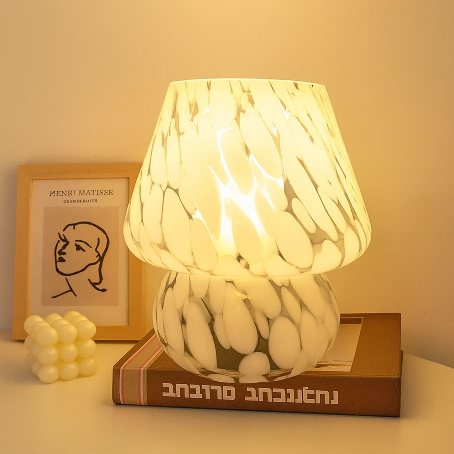Mushroom Glass Table Lamp, LED, 3 Light Colors