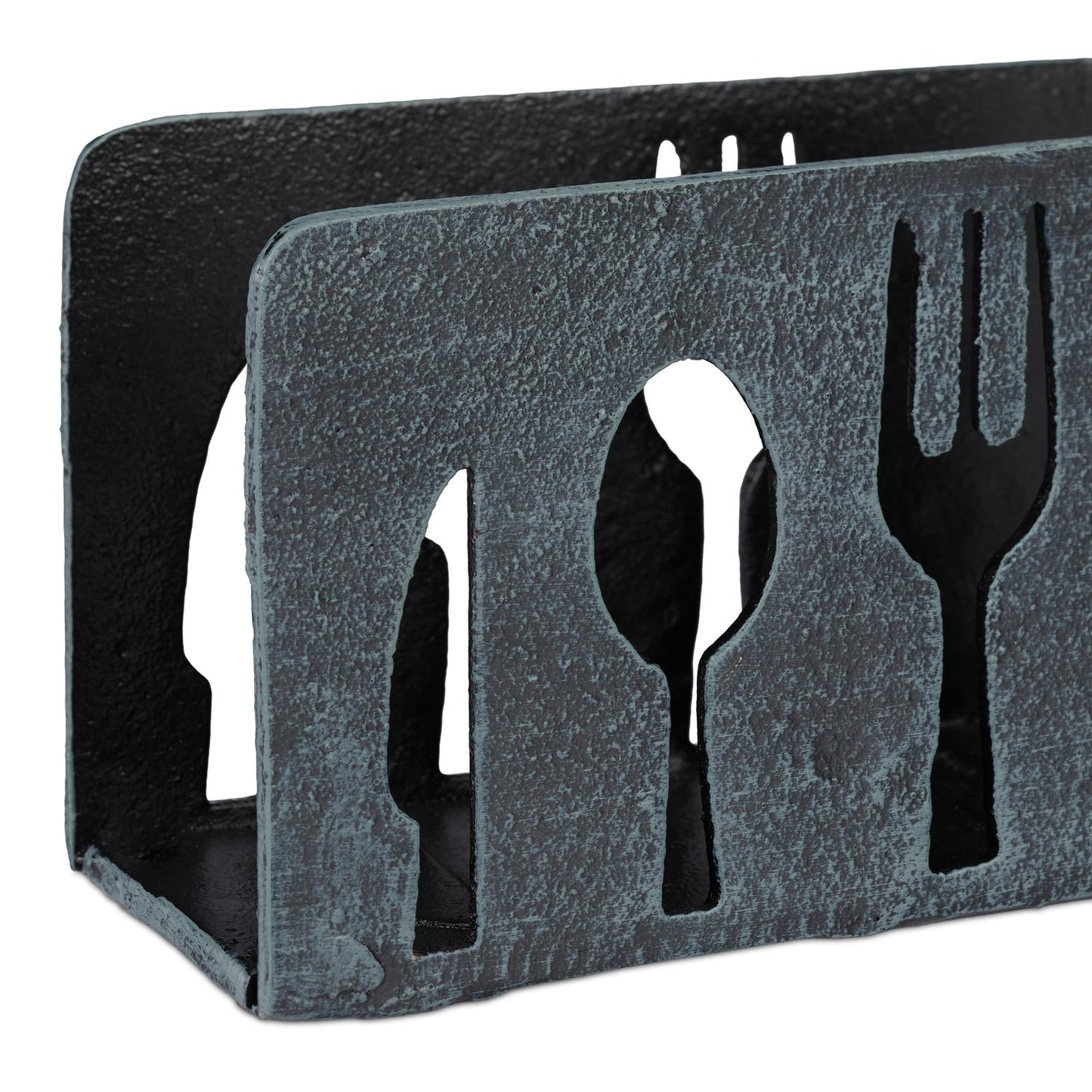 Napkin stand cast iron cutlery motif