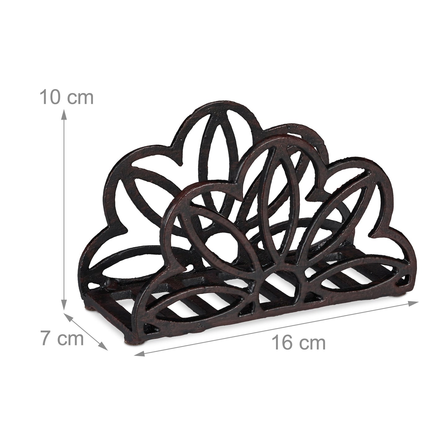 Napkin stand cast iron leaf motif