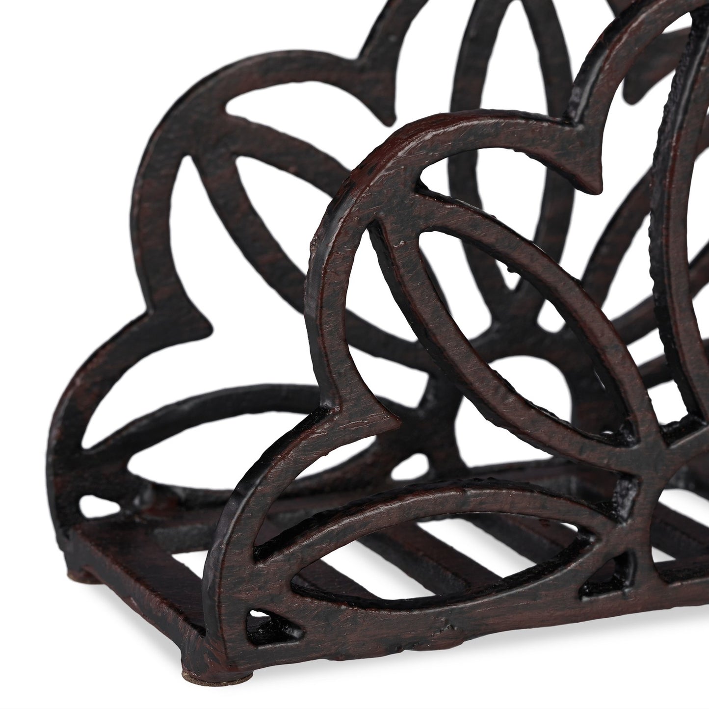 Napkin stand cast iron leaf motif