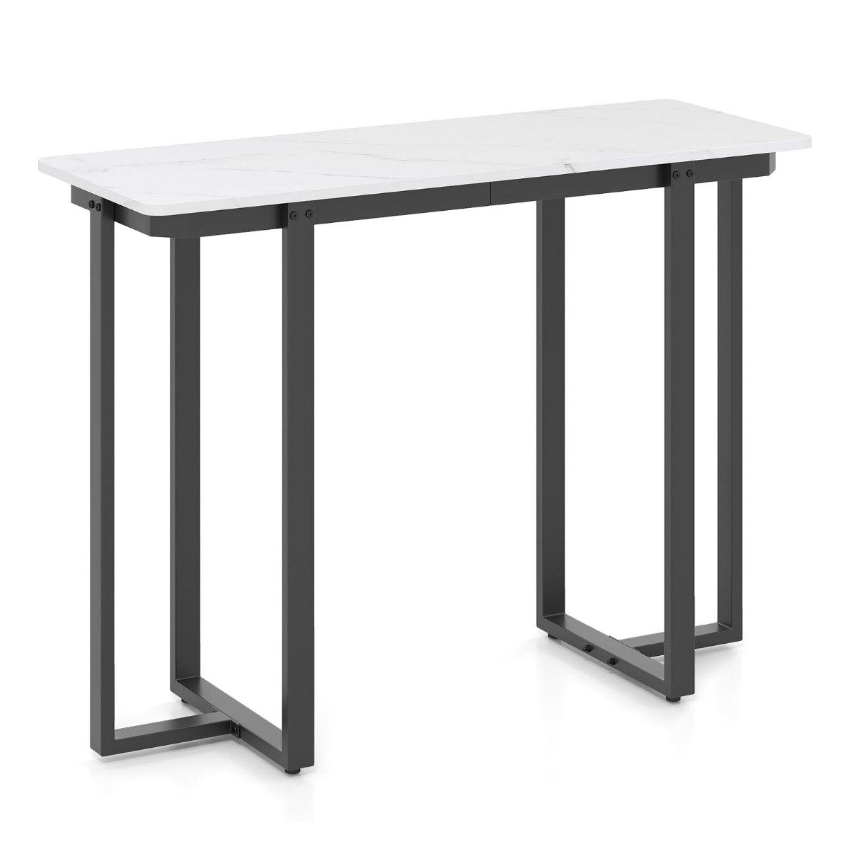 Narrow Console Table, Faux Marble Top, 107x40x79.5 cm, Black