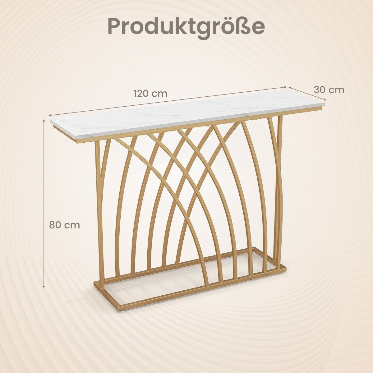 Narrow Console Table, Faux Marble Top, Gold Metal Frame