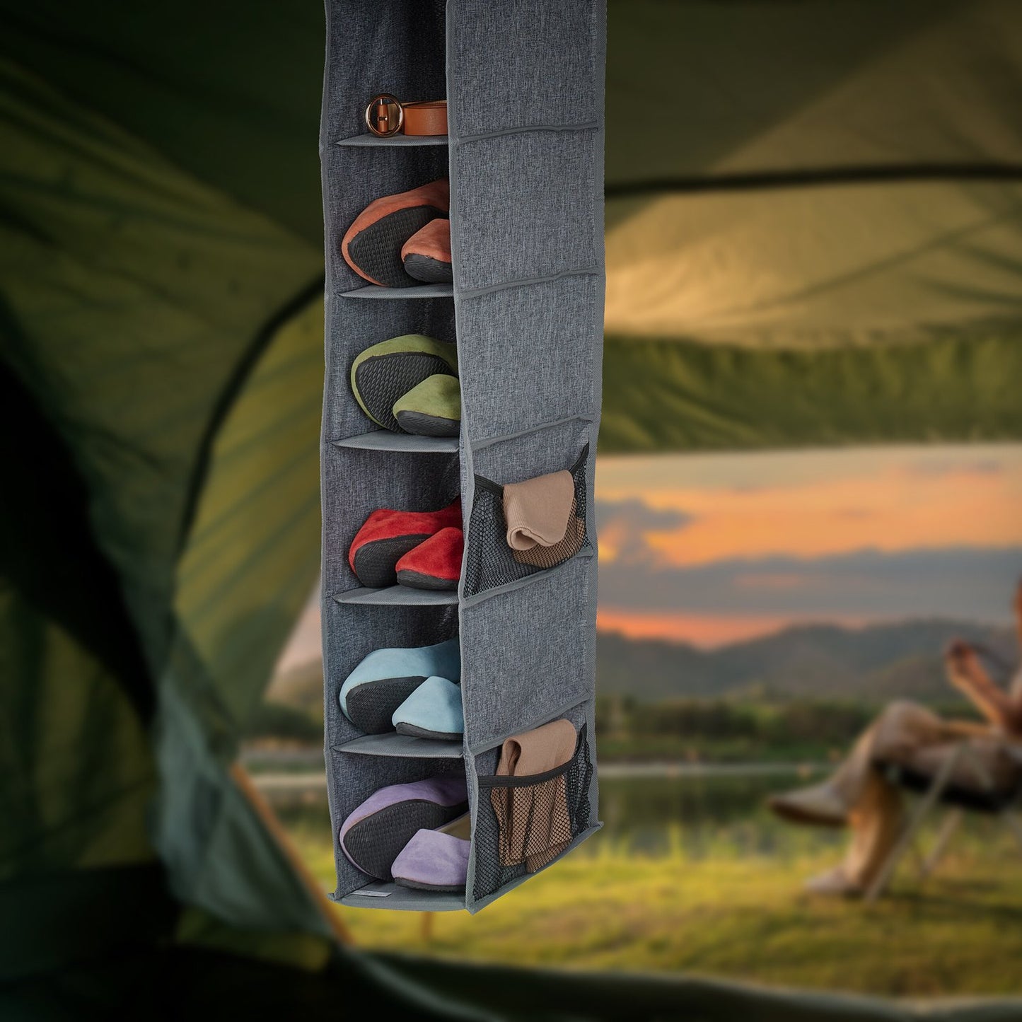Narrow Hanging Storage Organizer, 6 Compartments Fabric