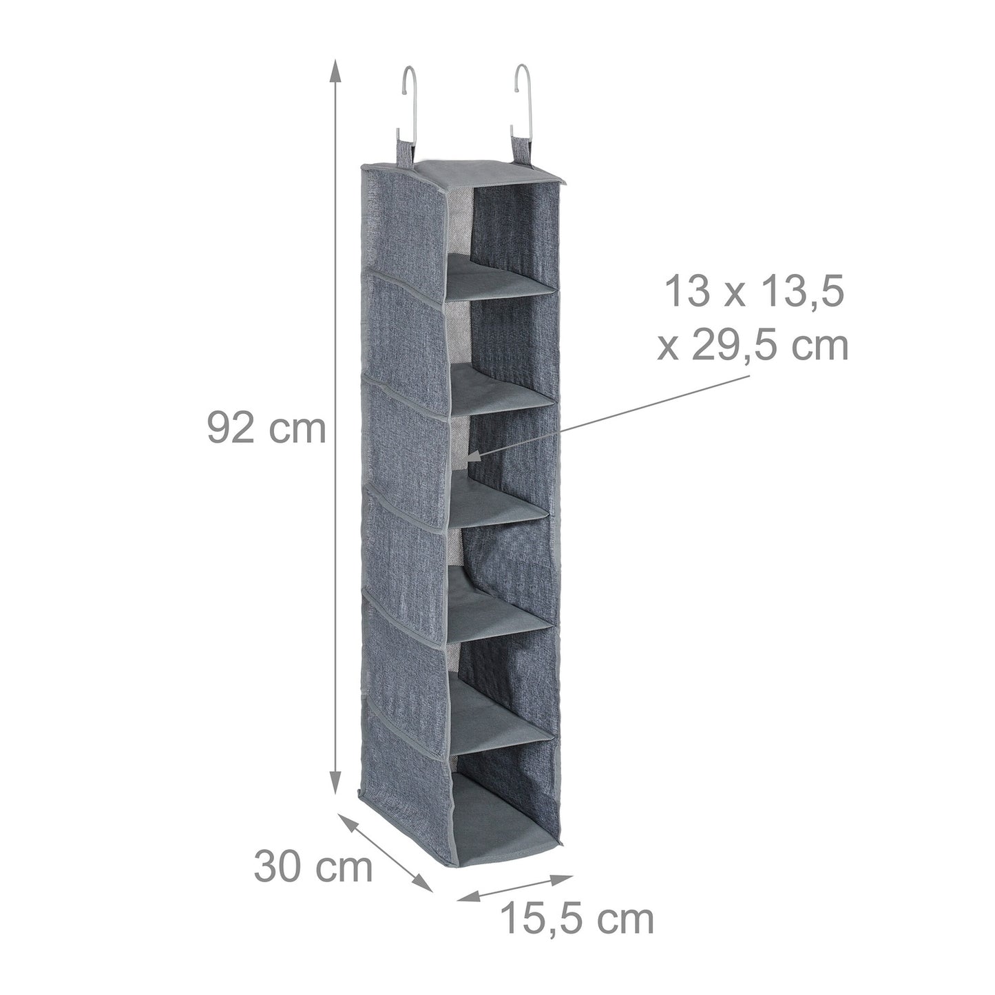 Narrow Hanging Storage Organizer, 6 Compartments Fabric