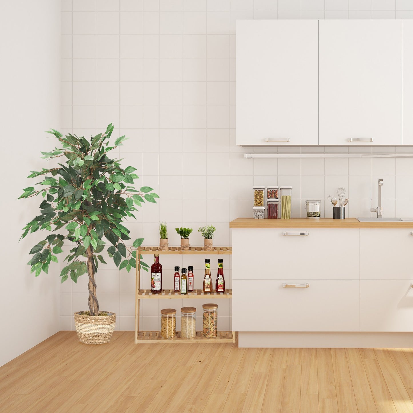 Narrow bathroom shelf with 3 shelves
