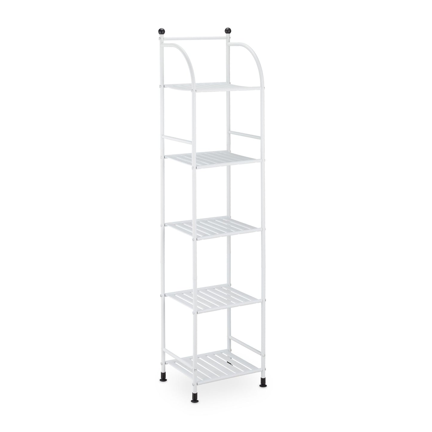 Narrow floor-standing shelf with 5 shelves