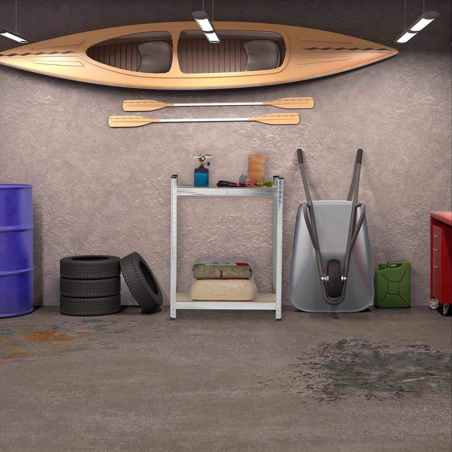 Narrow strong shelves with 5 levels