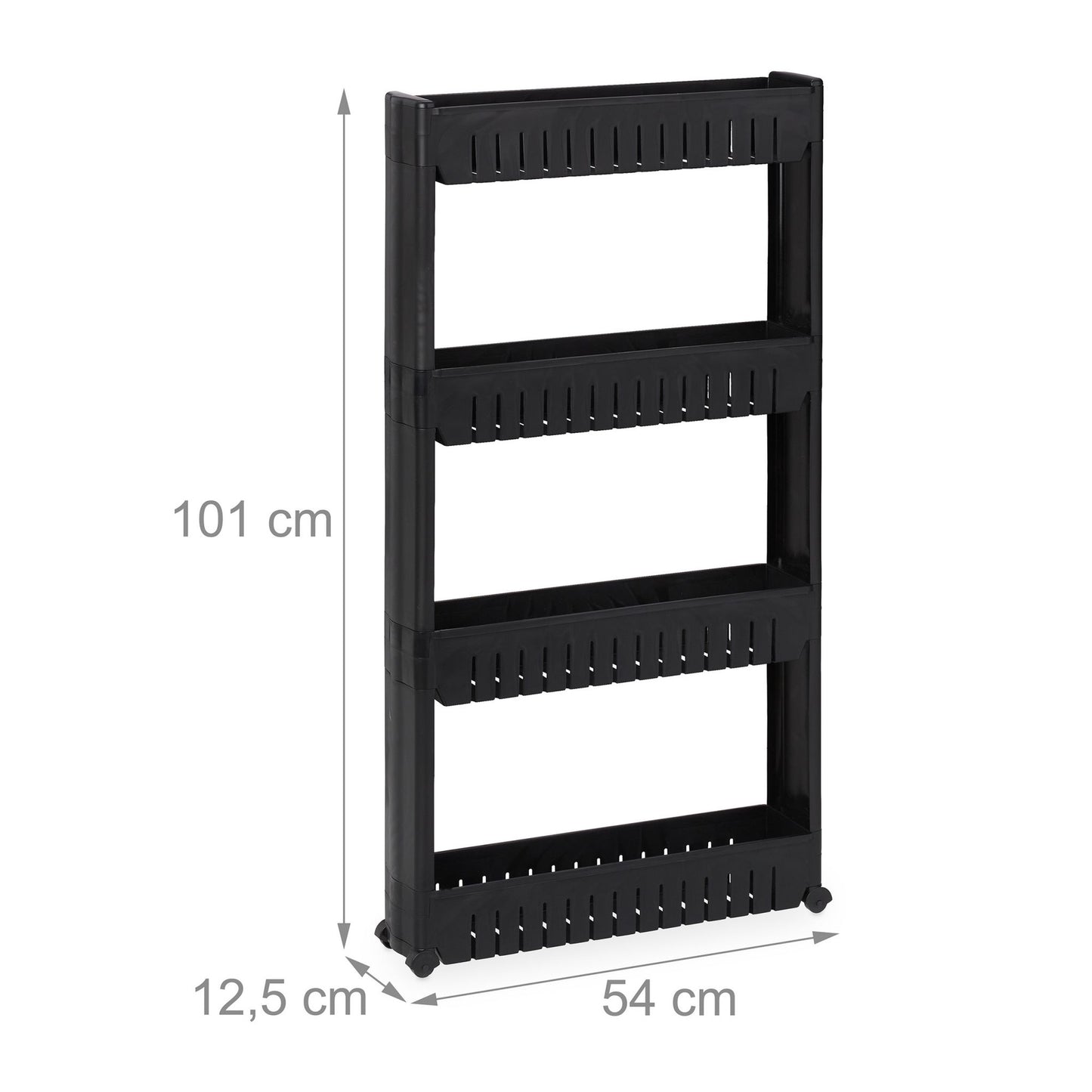 Narrow trolley with 4 shelves