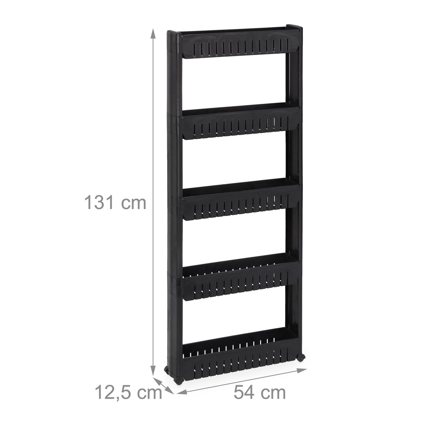 Narrow trolley with 5 shelves