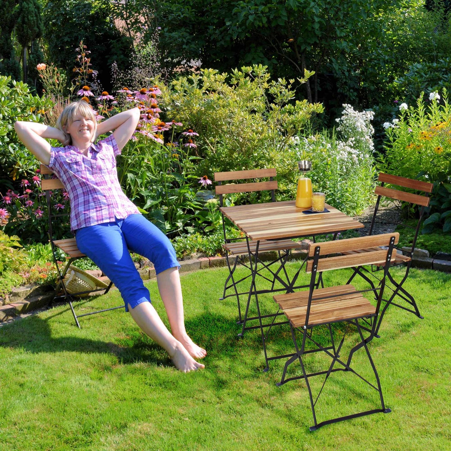 Natural garden chair in set of 4