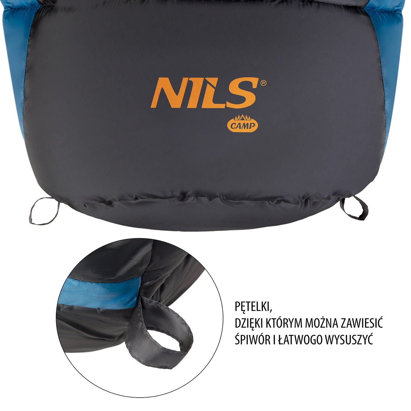 Navy Blue-Orange Sleeping Bag, Lightweight, Compact