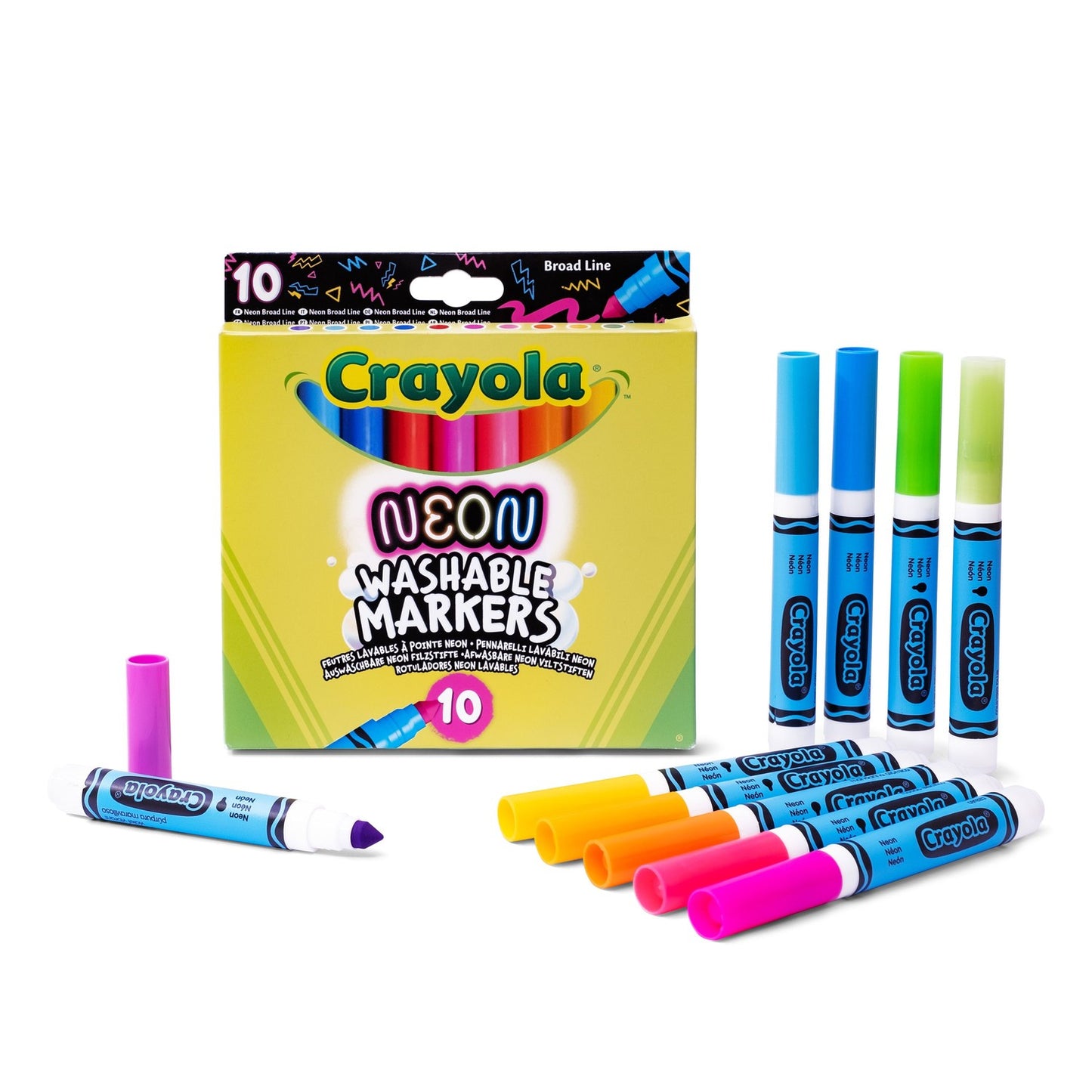 Neon Washable Markers, 10 Count Set for Kids and Adults