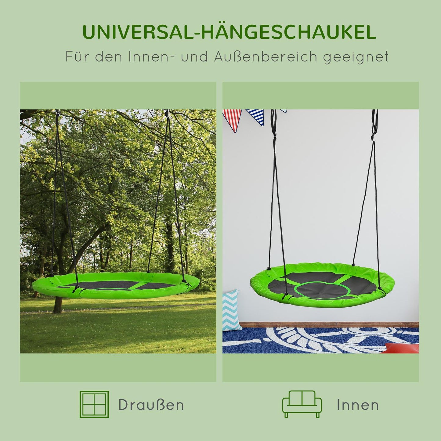 Green Nest Swing, Ø110 Cm, adjustable for 3-12 years, 150 kg capacity