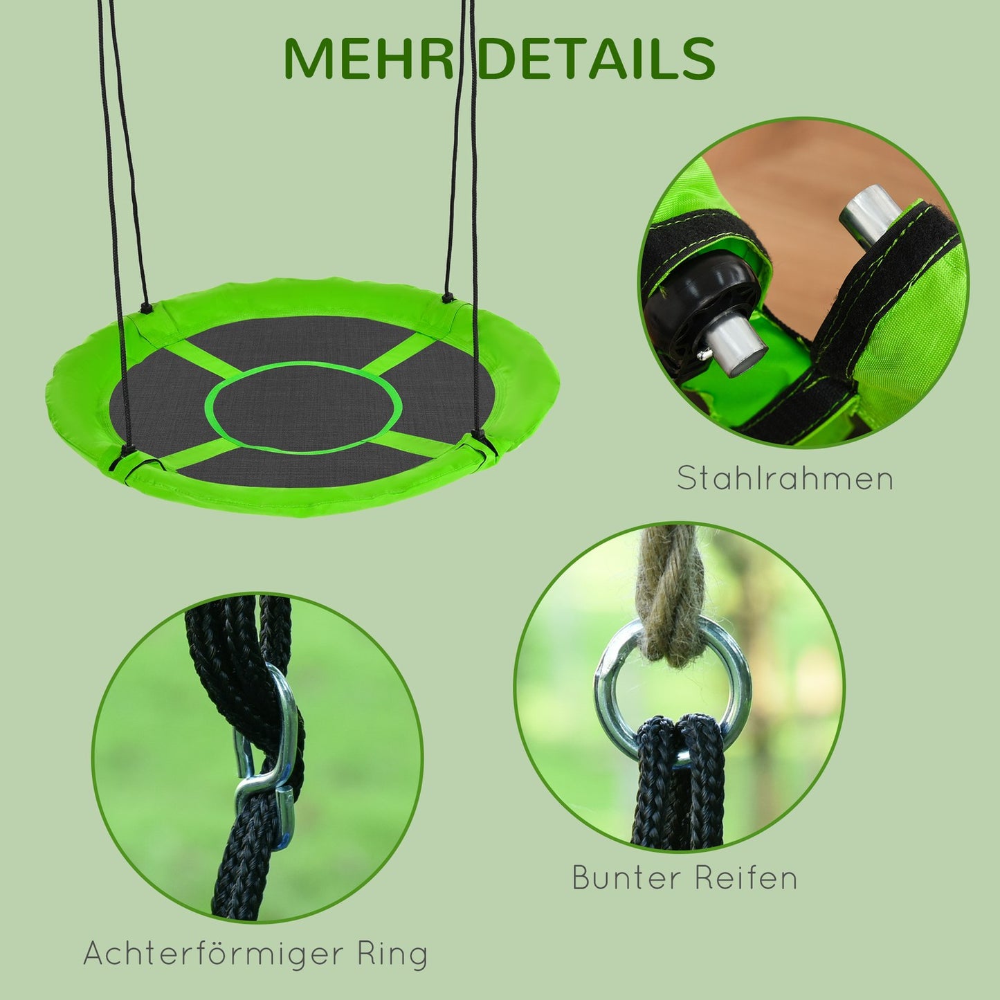 Green Nest Swing, Ø110 Cm, adjustable for 3-12 years, 150 kg capacity