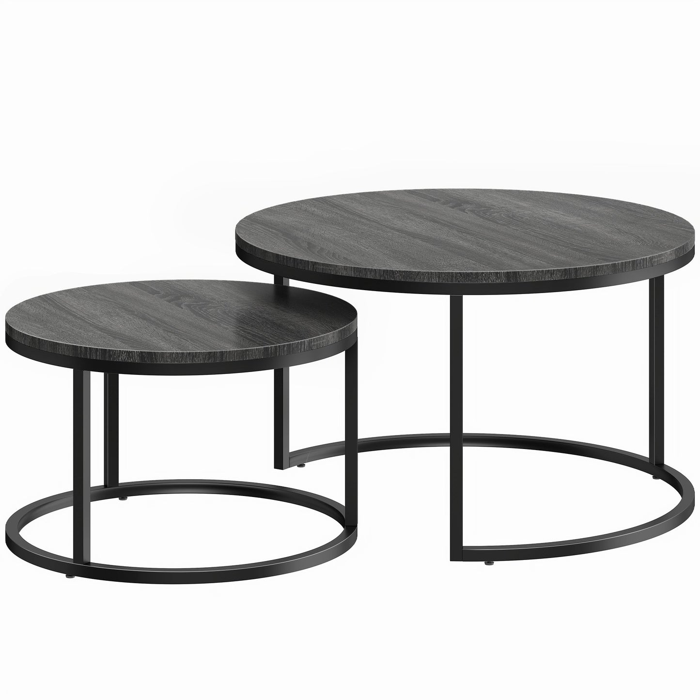 Nesting Coffee Table Set, Metal Frame, Wood Finish