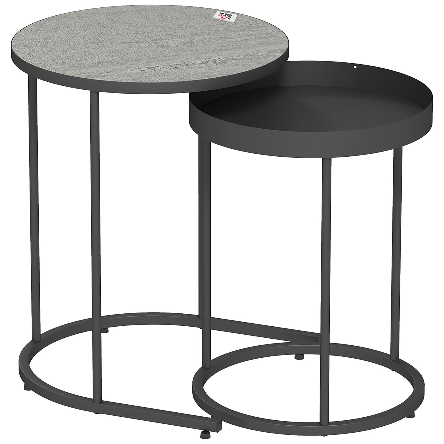 Nesting Coffee Tables Set, Metal Tray Design, Gray
