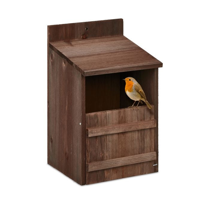 Nesting box for birds that nest in semi-cavities