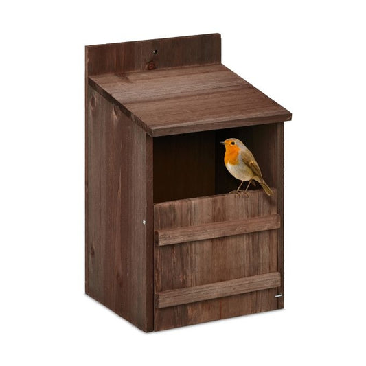 Nesting box for birds that nest in semi-cavities