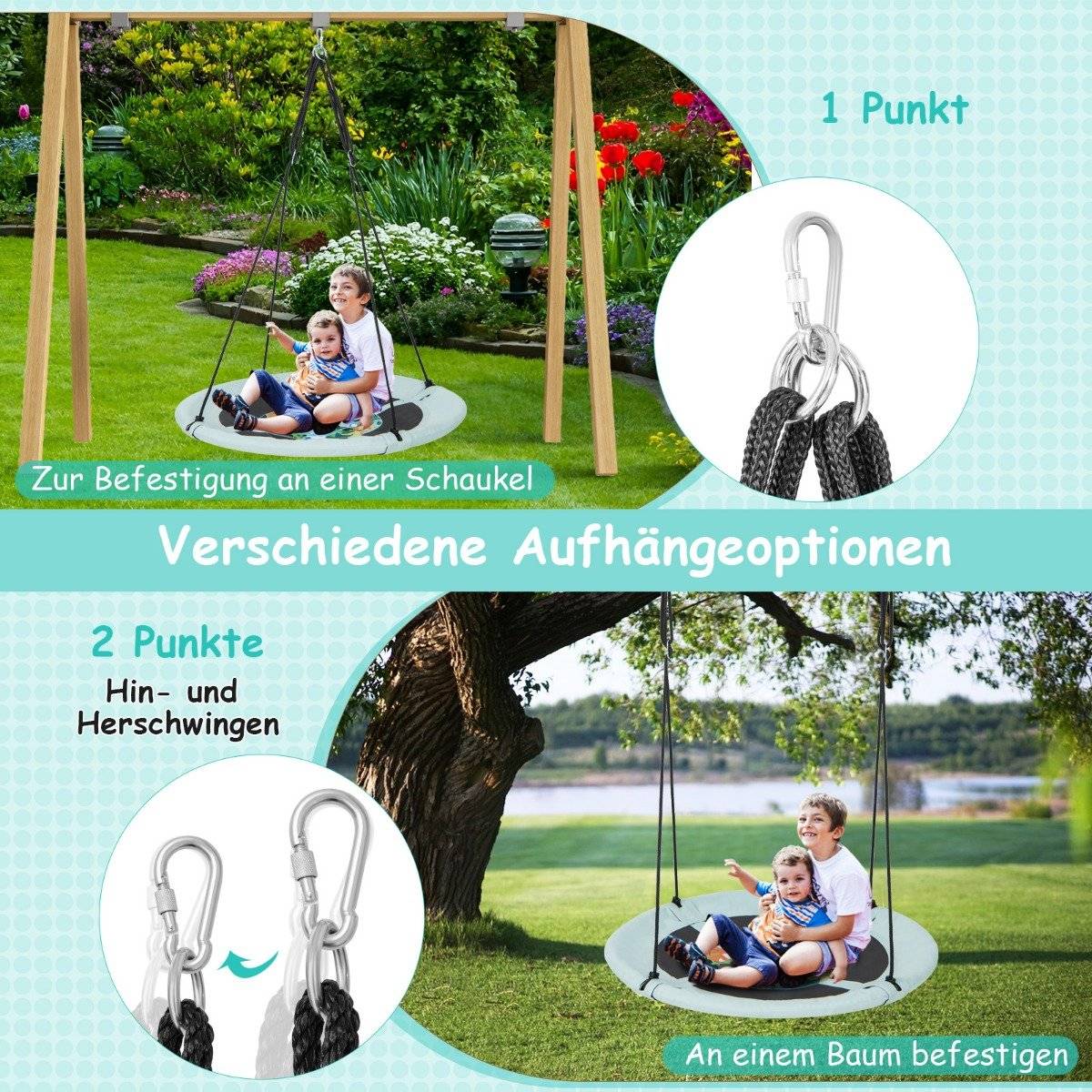 Nest swing children's swing tree swing hanging swing Ø 100 cm green forest