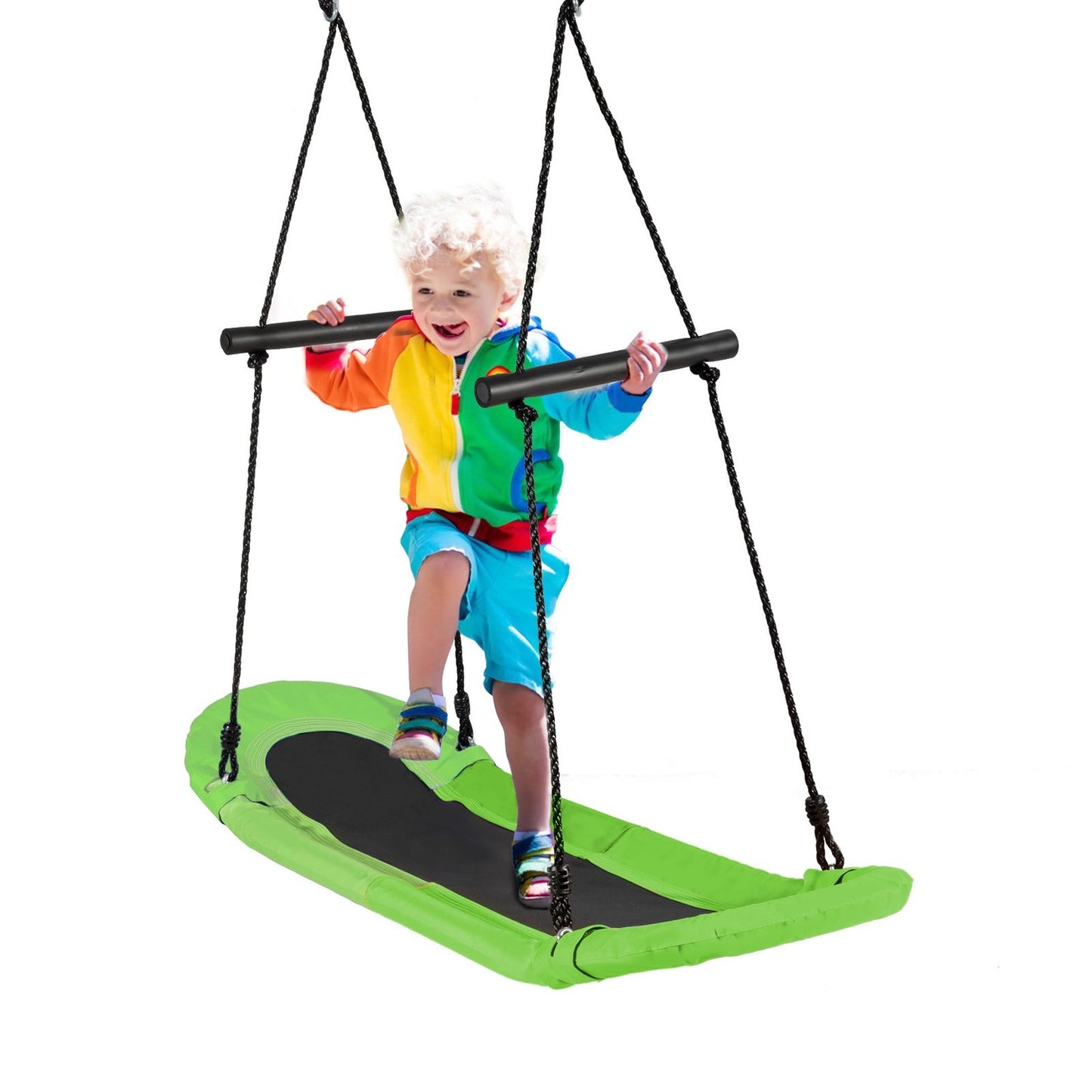 Nest swing children's tree swing with 100-180cm adjustable rope hanging swing green 123x45cm