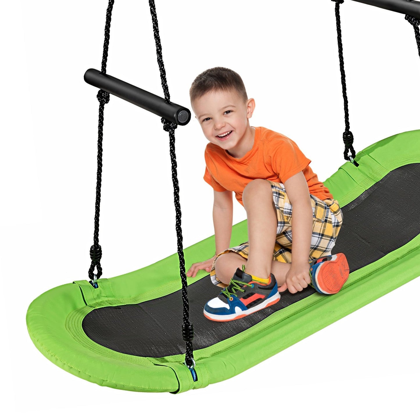 Nest swing children's tree swing with 100-180cm adjustable rope hanging swing green 123x45cm