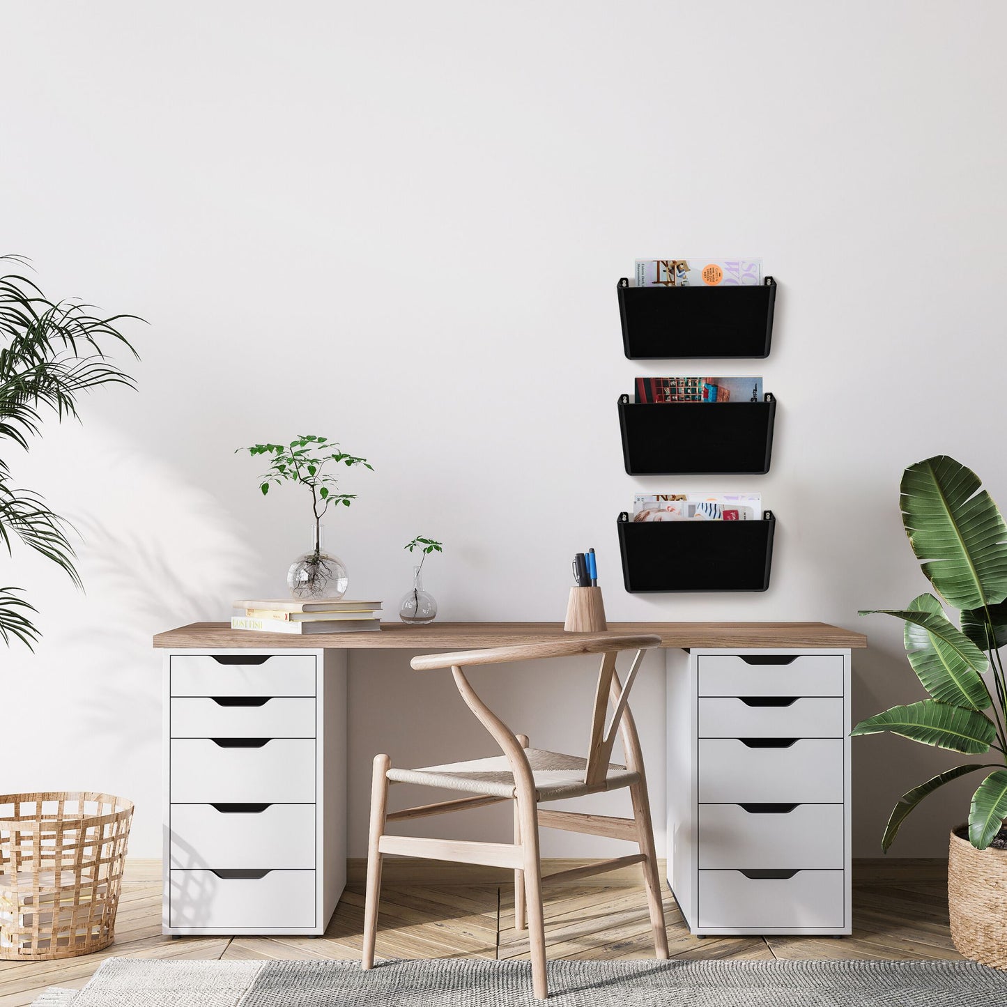 Newspaper holder wall set of 3