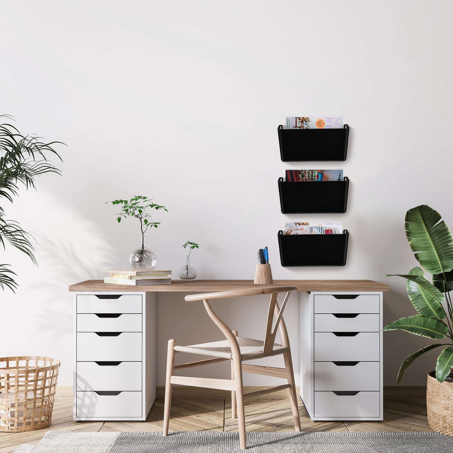 Newspaper holder wall set of 3