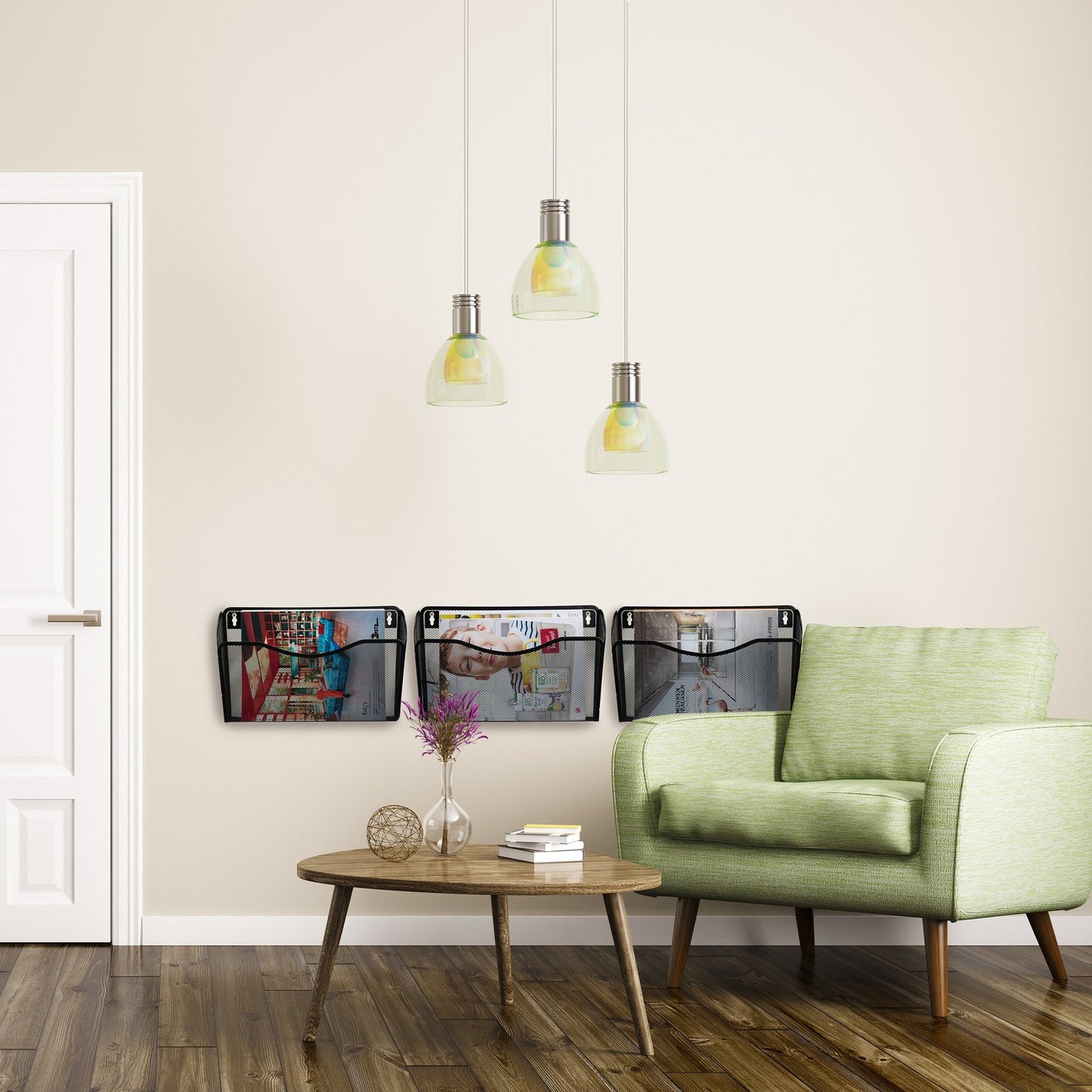 Newspaper holder wall set of 3