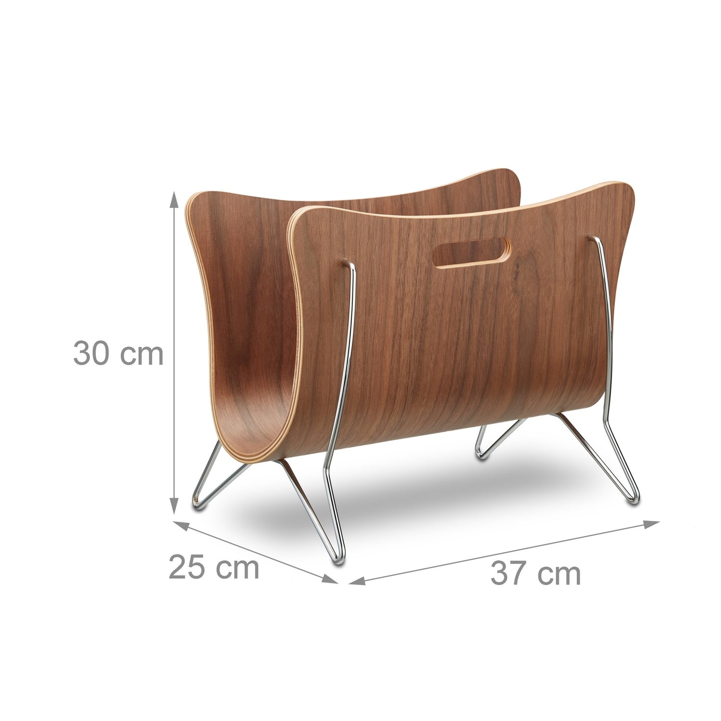 Newspaper stand in brown bent wood