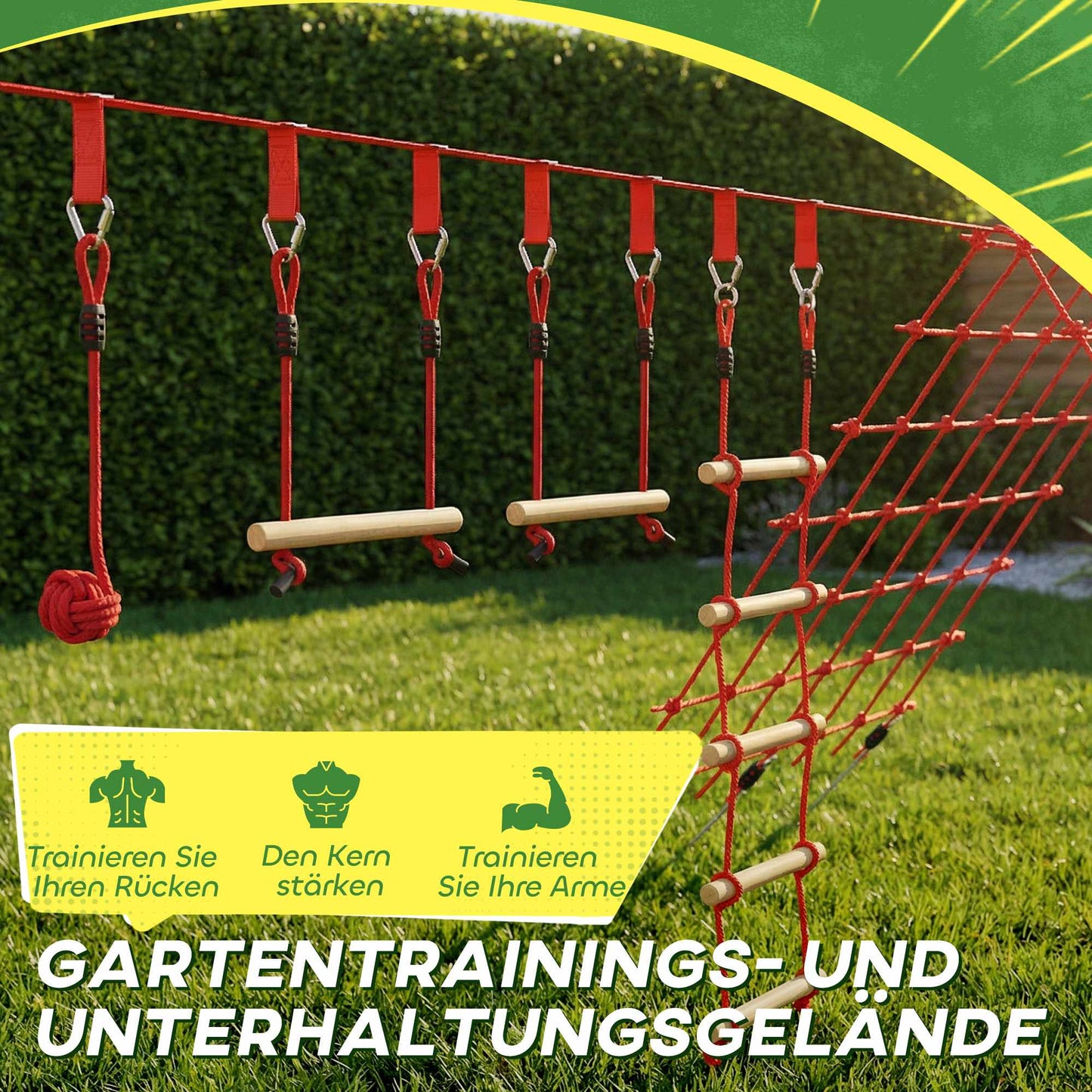 Ninja Slackline Set for Kids, 150x300 cm Climbing Net