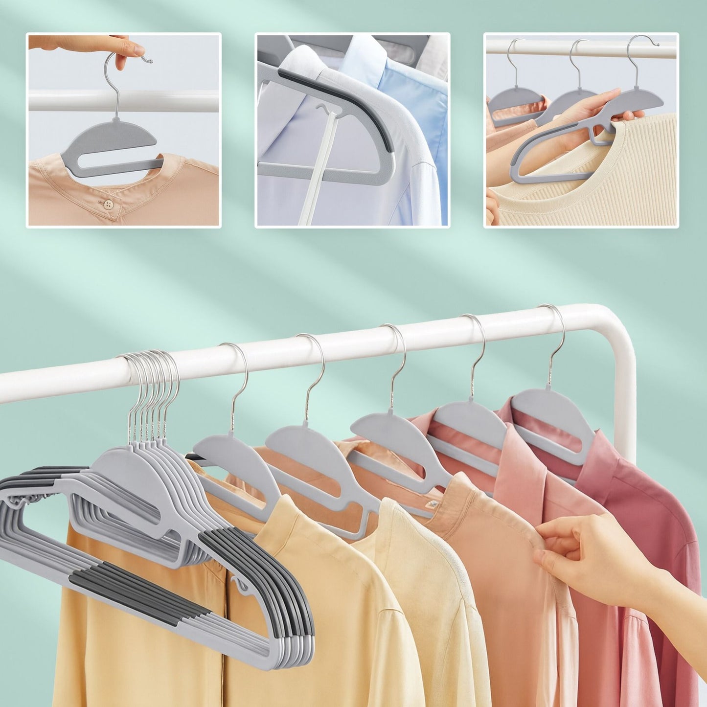 Non-Slip Rubberised Clothes Hangers – Space-Saving Set