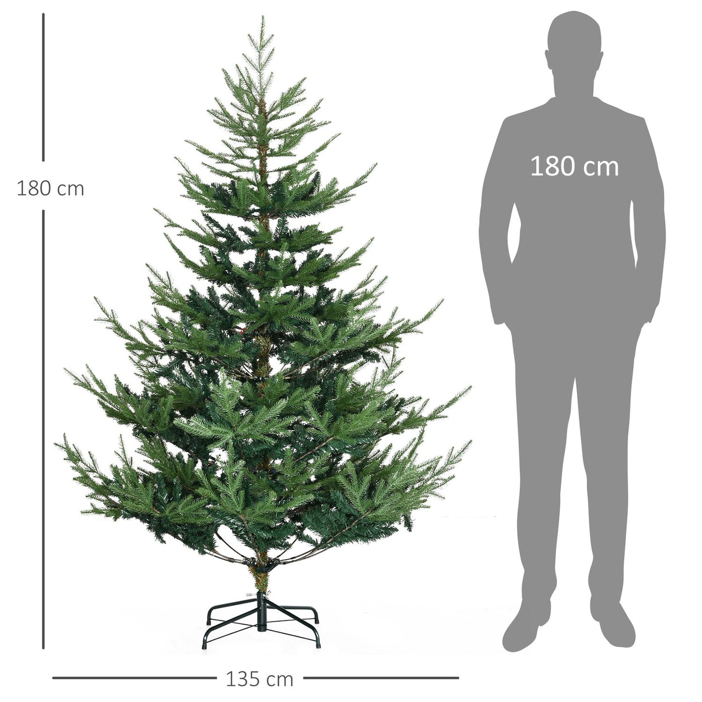 Nordic Pine Artificial Christmas Tree, 180cm, Green