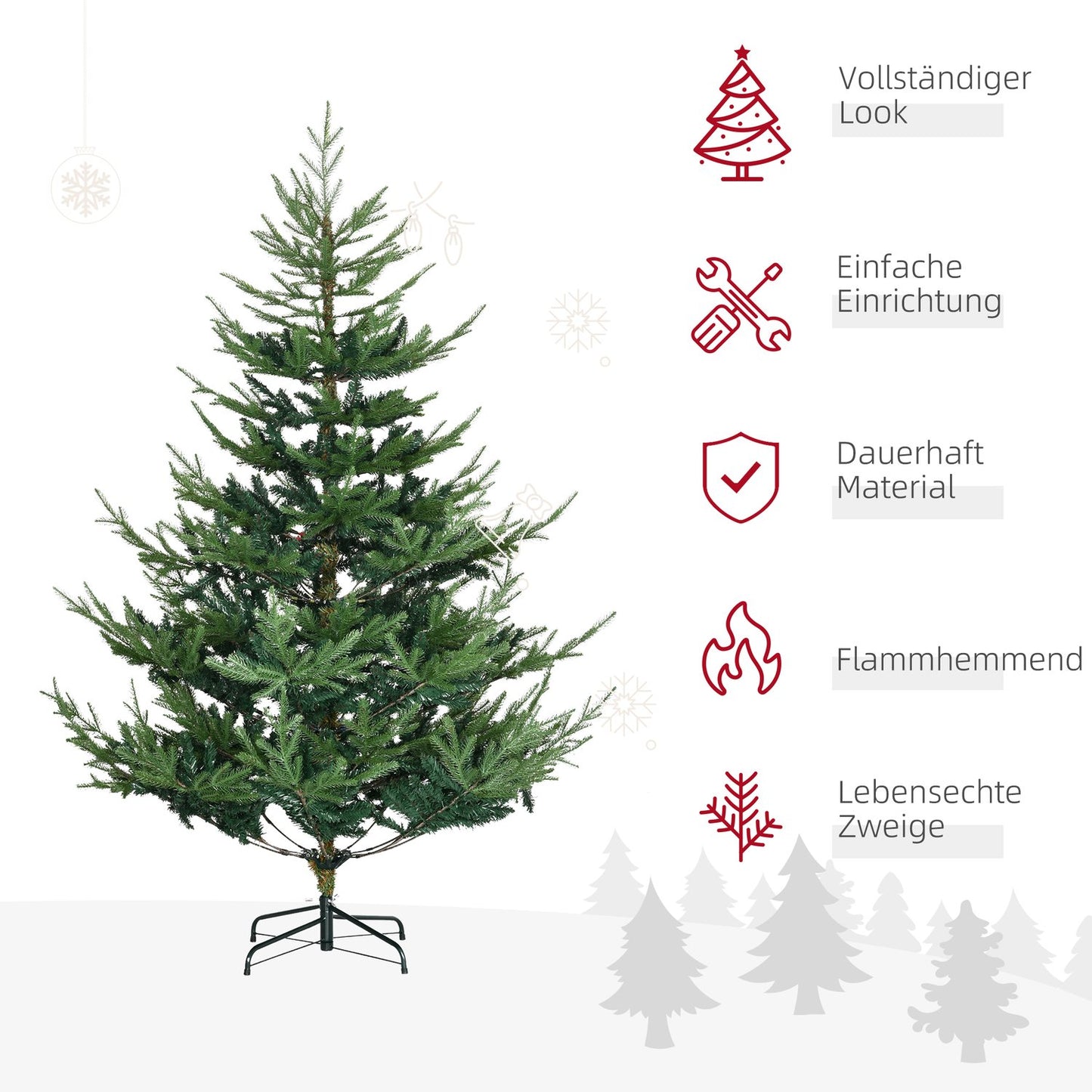 Nordic Pine Artificial Christmas Tree, 180cm, Green