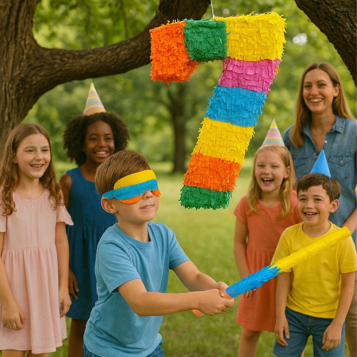Number Piñata with Bat and Blindfold for Parties