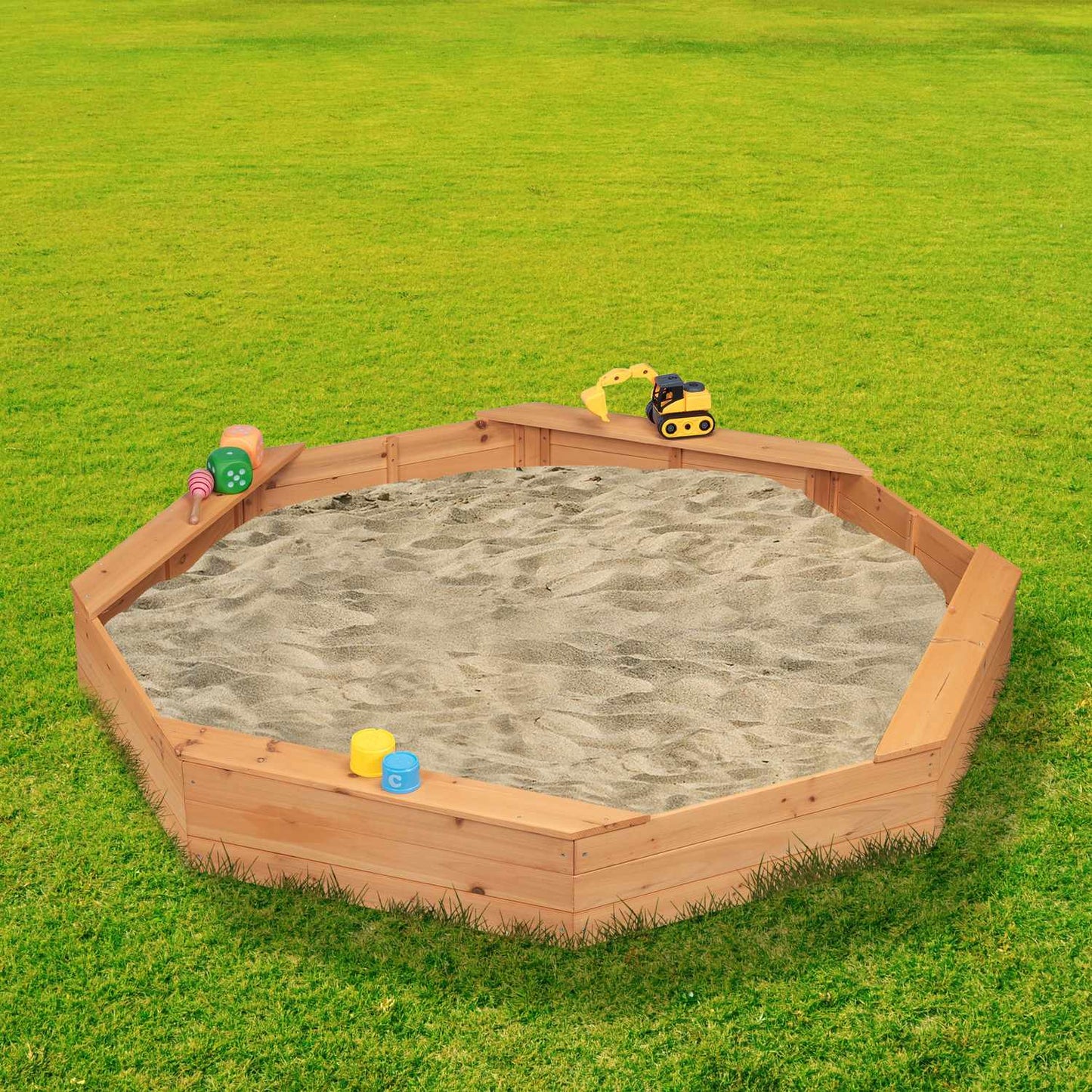 Octagonal sandbox incl. fiber cloth