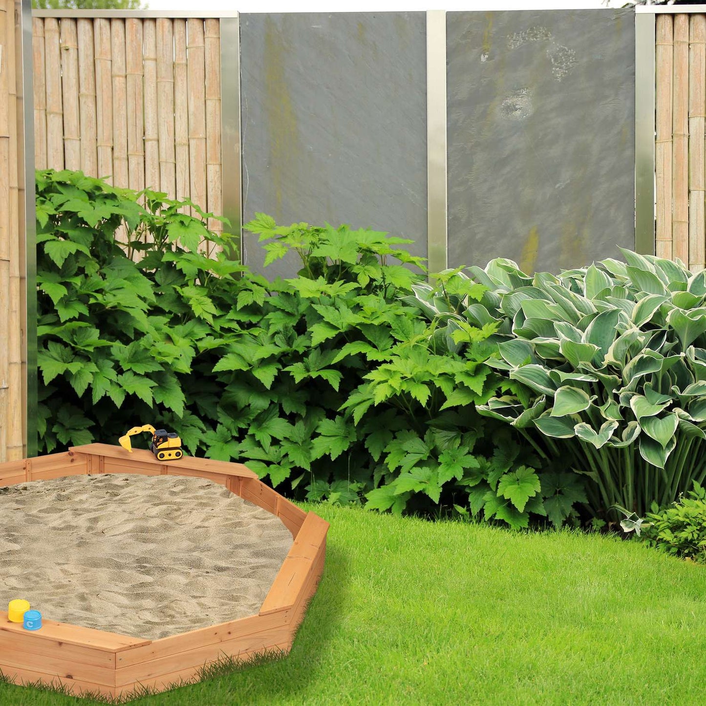 Octagonal sandbox incl. fiber cloth