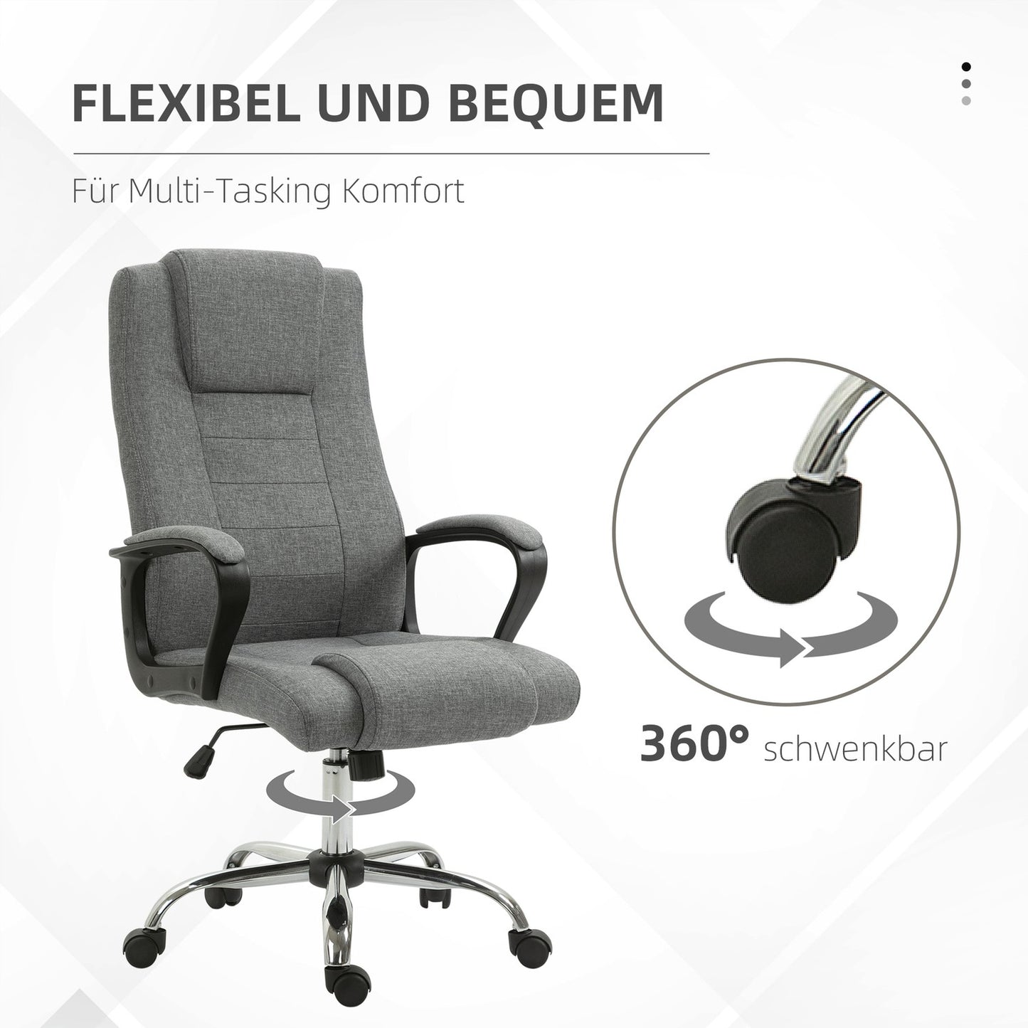 Ergonomic office chair, swivel, adjustable height, linen Touch
