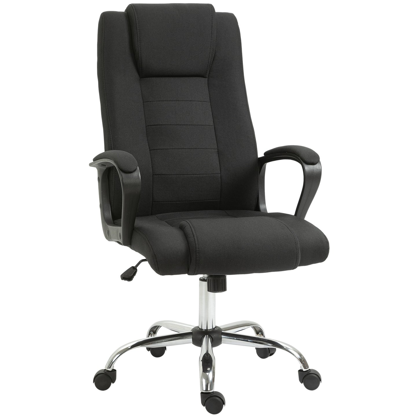 Ergonomic black office chair with headrest, height adjustable
