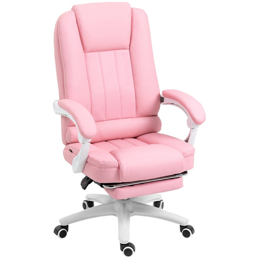Pink faux leather office chair - reclining, adjustable height