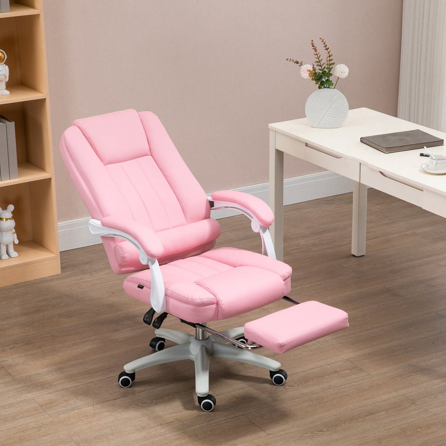 Pink faux leather office chair - reclining, adjustable height