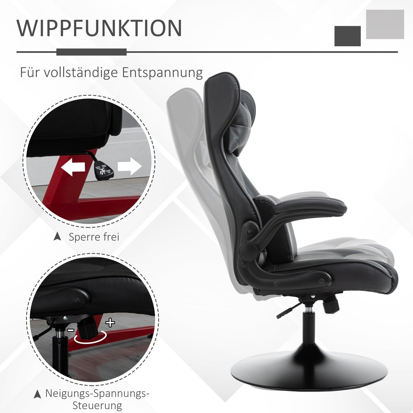 Ergonomic office chair - adjustable in height, padded, black